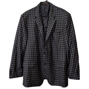 Robert Talbott Men's 46R Checkered Wool Two-Button Blazer - Black & Gray
